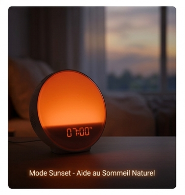 Réveil Lumineux Sunrise - Réveil Naturel & Sommeil Réparateur